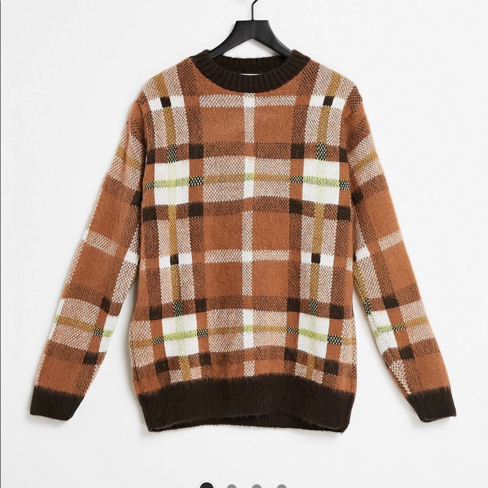 Collusion Brown Plaid Sweatshirt